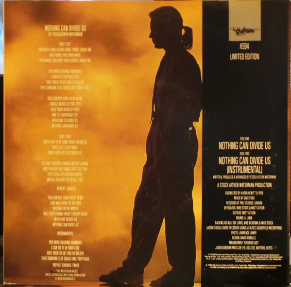 Jason Donovan – Nothing Can Divide Us (VG+/VG+) – 7", AU 1988 - Image 2