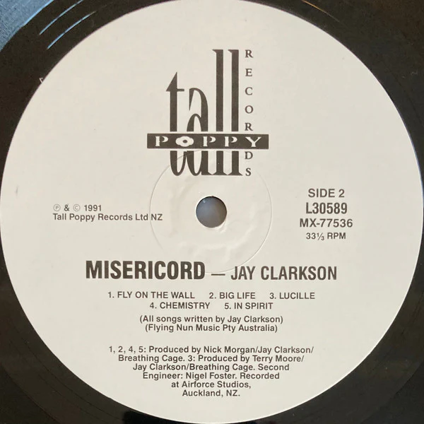 Jay Clarkson, Breathing Cage – Misericord (VG+/VG) – LP, NZ 1991 - Image 4