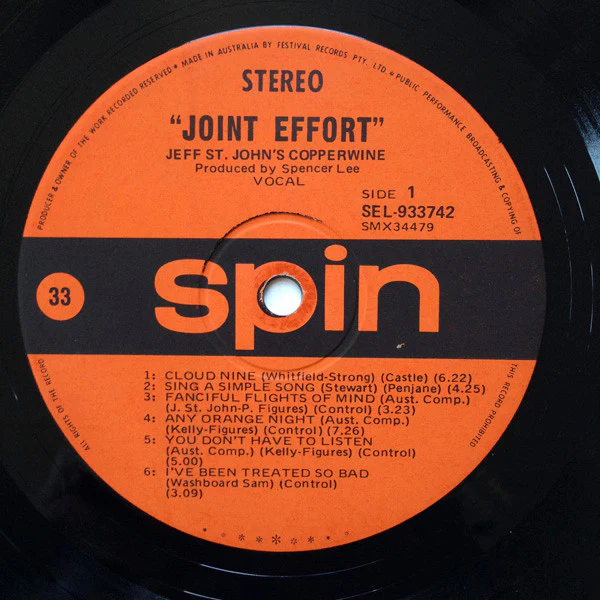 Jeff St John's Copperwine – Joint Effort (VG/VG) – LP, AU 1971 - Image 3