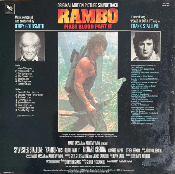 Jerry Goldsmith – Rambo: First Blood Part II (Original Motion Picture Soundtrack) (E/E) – LP, US 1985 - Image 2