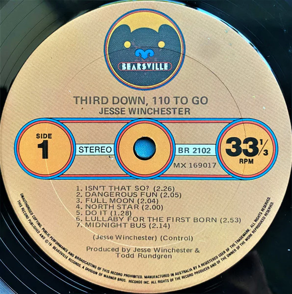 Jesse Winchester – Third Down, 110 To Go (VG+/VG+) – LP, AU 1972 - Image 6