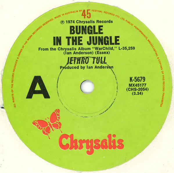 Jethro Tull – Bungle In The Jungle (VG+/Generic) – 7", AU 1974