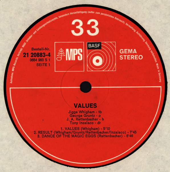 Jiggs Whigham – Values (VG+/VG+) – LP, DE 1971 - Image 2