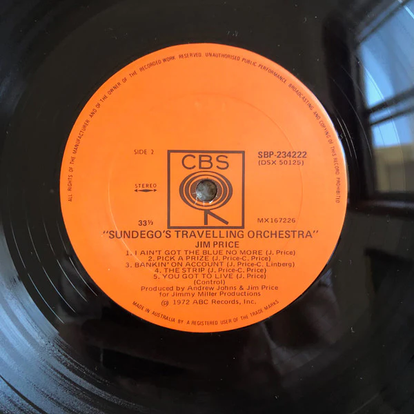 Jim Price – Sundego's Travelling Orchestra (VG+/VG+) – LP, AU 1972 - Image 3