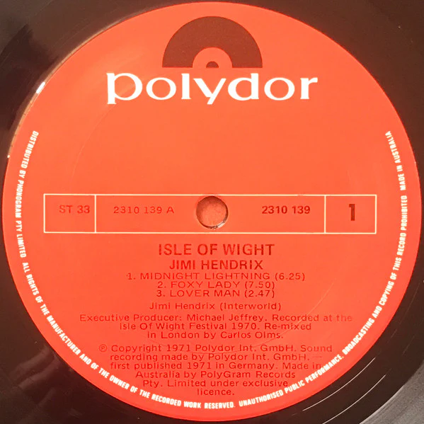 Jimi Hendrix – Isle Of Wight (VG/VG+) – LP, Australasia 1980 - Image 3