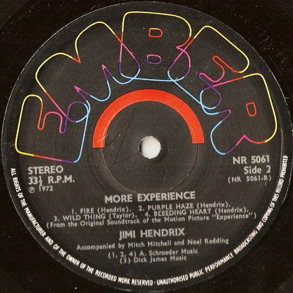 Jimi Hendrix – More "Experience" Jimi Hendrix (Titles From The Original Sound Track Of The Feature Length Motion Picture) (Volume Two) (E/E) – LP, UK 1972 - Image 4