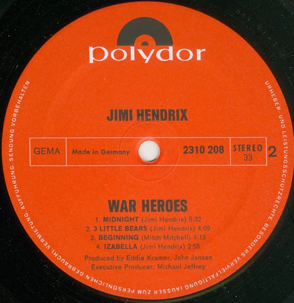 Jimi Hendrix – War Heroes (VG+/VG+) – LP, DE 1972 - Image 3