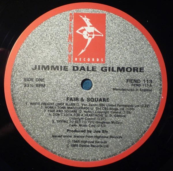Jimmie Dale Gilmore – Fair & Square (VG/VG+) – LP, UK 1988 - Image 3