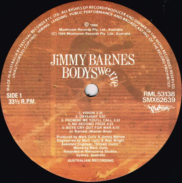 Jimmy Barnes – Bodyswerve (VG+/VG+) – LP, AU 1984 - Image 4