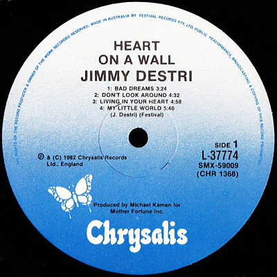 Jimmy Destri – Heart On A Wall (VG+/VG+) – LP, AU 1981 - Image 2