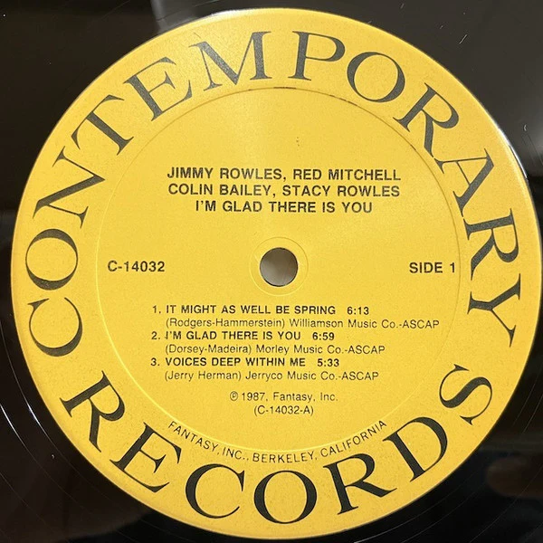 Jimmy Rowles, Red Mitchell, Colin Bailey, Stacy Rowles – I'm Glad There Is You (E/VG+) – LP, US 1987 - Image 4