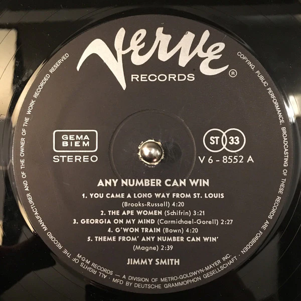 Jimmy Smith – Any Number Can Win (VG/VG+) – LP, DE 1963 - Image 3
