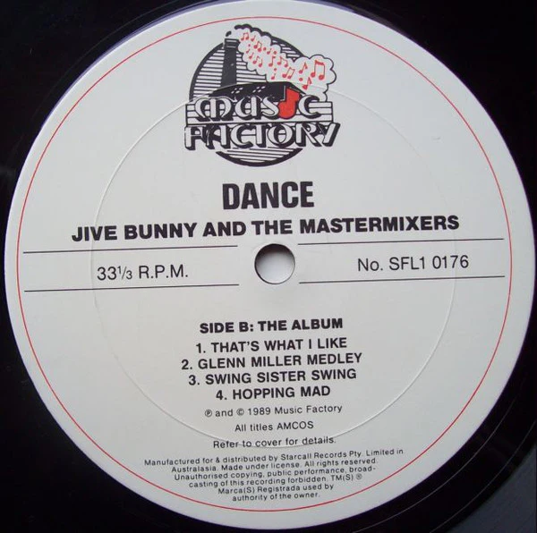 Jive Bunny And The Mastermixers – The Album (E/VG+) – LP, Australasia 1989 - Image 4