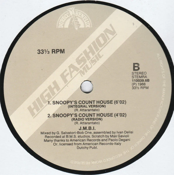 J.M.B.I. – Snoopy's Count House (VG+/VG+) – 12", NL 1988 - Image 4