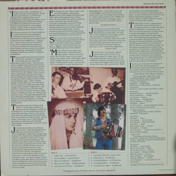 Jo-El Sonnier – Cajun Life (VG+/E) – LP, US 1988 - Image 2