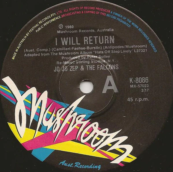 Jo Jo Zep and the Falcons – I Will Return (E/VG+) – 2x7", AU 1980 - Image 3