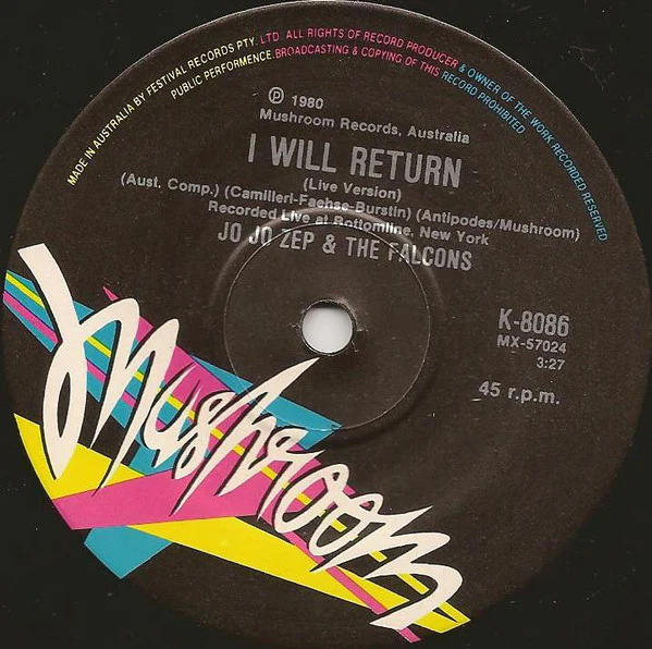 Jo Jo Zep and the Falcons – I Will Return (E/VG+) – 2x7", AU 1980 - Image 4