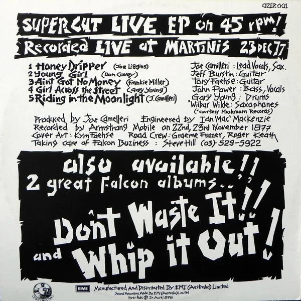 Jo Jo Zep and the Falcons – Live!! Loud And Clear (VG+/VG+) – 12", AU 1978 - Image 2