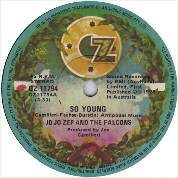 Jo Jo Zep And The Falcons – So Young (VG+/Generic) – 7", AU 1978