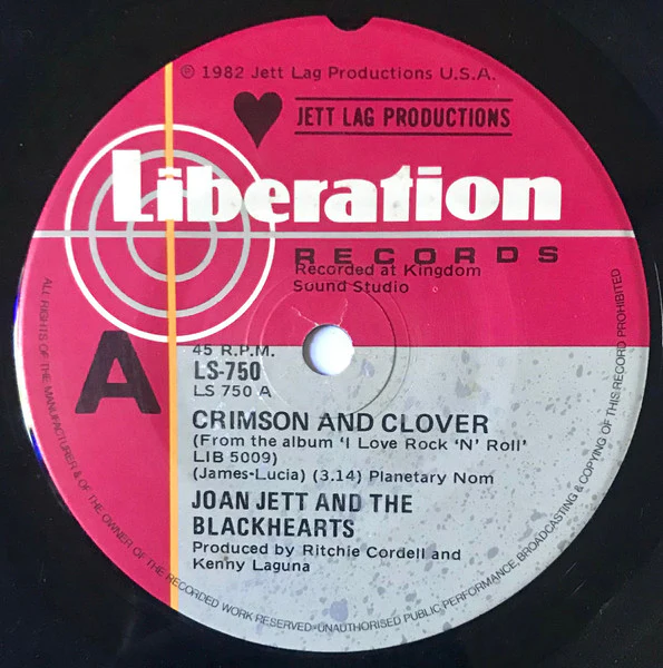 Joan Jett & The Blackhearts – Crimson And Clover (VG/VG+) – 7", AU 1982 - Image 3