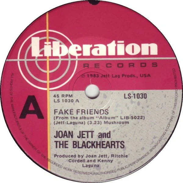 Joan Jett & The Blackhearts – Fake Friends (VG/VG+) – 7", AU 1983 - Image 2