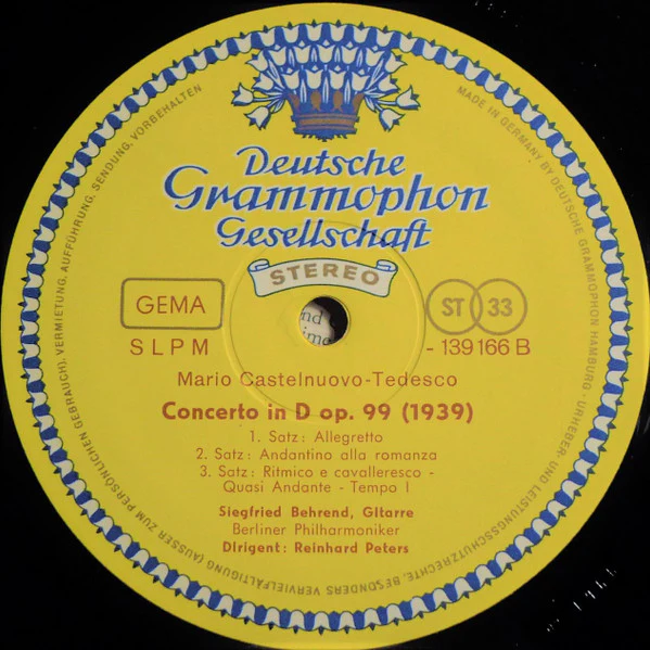 Joaquín Rodrigo, Mario Castelnuovo-Tedesco, Siegfried Behrend – Concierto de Aranjuez / Concerto In D (VG+/E) – LP, DE 1966 - Image 4