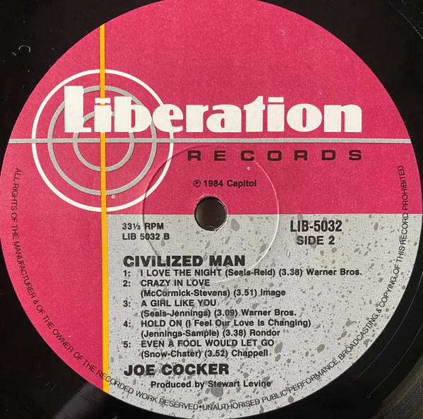 Joe Cocker – Civilized Man (VG/VG+) – LP, AU 1984 - Image 5