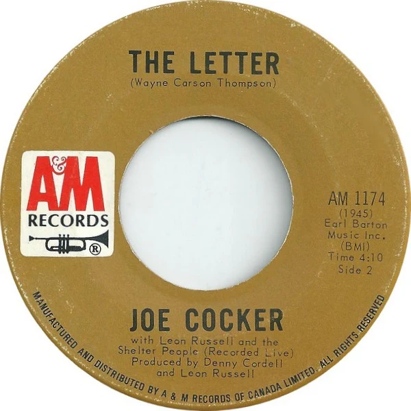 Joe Cocker, Leon Russell, The Shelter People – Space Captain / The Letter (VG/Generic) – 7", CA 1970 - Image 2