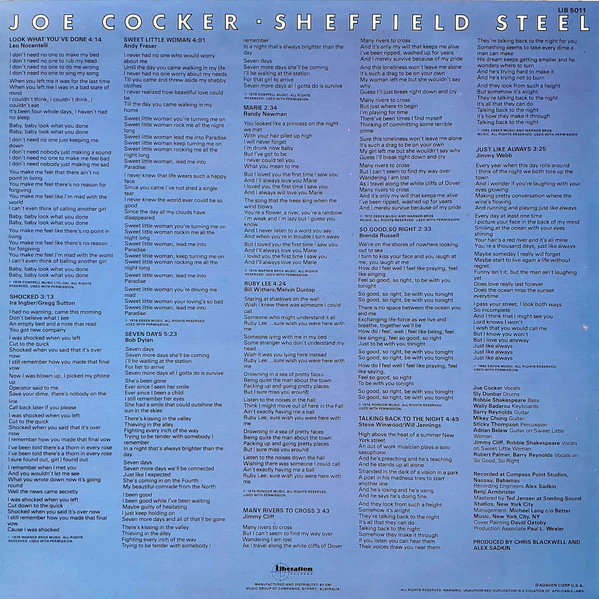 Joe Cocker – Sheffield Steel (VG+/VG) – LP, AU 1982 - Image 2