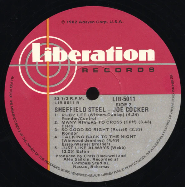 Joe Cocker – Sheffield Steel (VG+/VG) – LP, AU 1982 - Image 4
