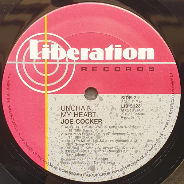 Joe Cocker – Unchain My Heart (VG+/VG+) – LP, AU 1987 - Image 5