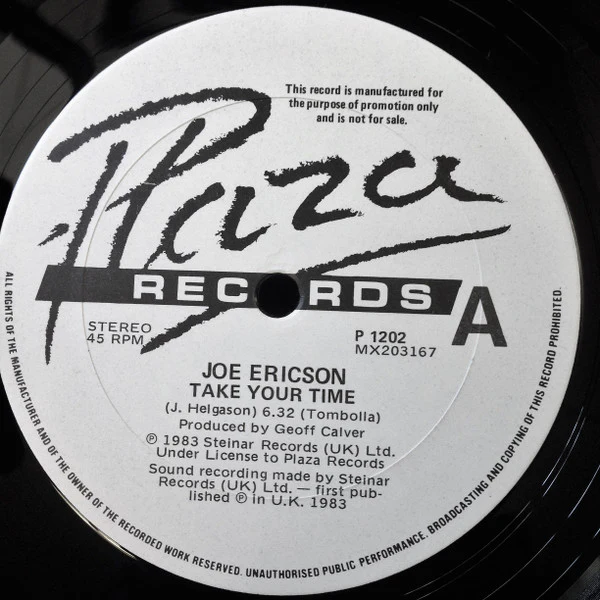 Joe Ericson – Take Your Time / She's All Right (VG+/VG+) – 12", AU 1983 - Image 3