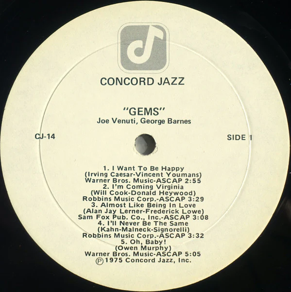 Joe Venuti, George Barnes – Gems (VG+/VG+) – LP, US 1975 - Image 3