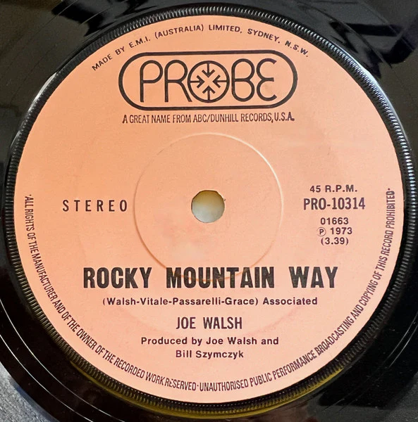 Joe Walsh – Rocky Mountain Way (VG+/Generic) – 7", AU 1973