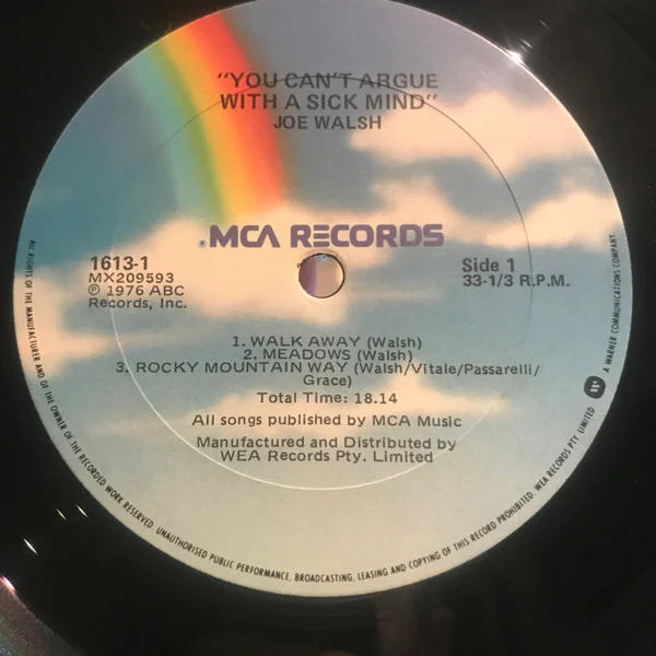 Joe Walsh – You Can't Argue With A Sick Mind (E/E) – LP, AU 1984 - Image 3