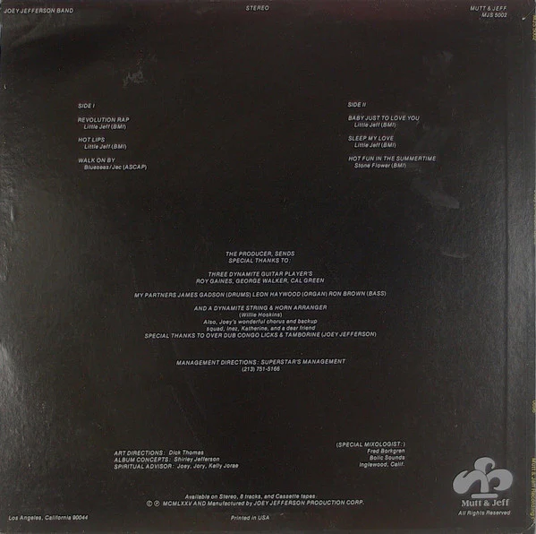 Joey Jefferson Band – The Joey Jefferson Band (E/VG+) – LP, US 1975 - Image 2