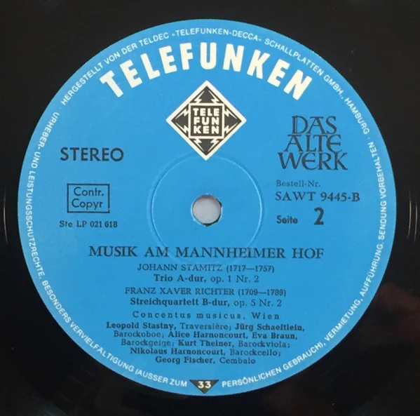 Johann Christian Bach, Ignaz Jakob Holzbauer, Jan Václav Antonín Stamic, Franz Xaver Richter, Concentus Musicus Wien – Musik Am Mannheimer Hof / Music At The Court Of Mannheim (E/E) – LP, DE - Image 4