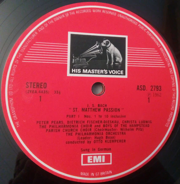 Johann Sebastian Bach, Philharmonia Orchestra, Philharmonia Chorus, Otto Klemperer – St Matthew Passion (E/VG+) – LP, UK 1973 - Image 4