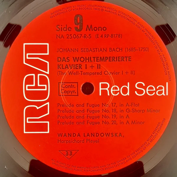 Johann Sebastian Bach, Wanda Landowska – Das Wohltemperierte Klavier I & II (= The Well Tempered Clavier) (NM/VG+) – 5xLP, DE 1972 - Image 10