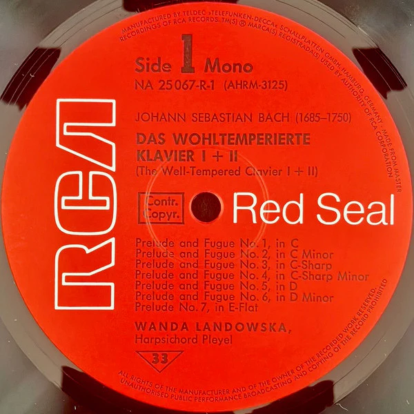Johann Sebastian Bach, Wanda Landowska – Das Wohltemperierte Klavier I & II (= The Well Tempered Clavier) (NM/VG+) – 5xLP, DE 1972 - Image 2