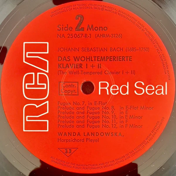Johann Sebastian Bach, Wanda Landowska – Das Wohltemperierte Klavier I & II (= The Well Tempered Clavier) (NM/VG+) – 5xLP, DE 1972 - Image 3