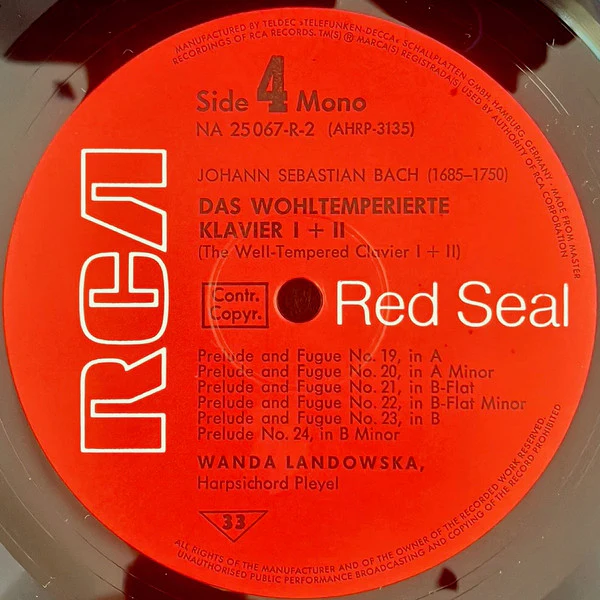 Johann Sebastian Bach, Wanda Landowska – Das Wohltemperierte Klavier I & II (= The Well Tempered Clavier) (NM/VG+) – 5xLP, DE 1972 - Image 5