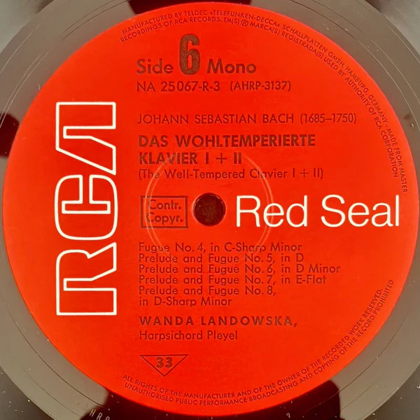 Johann Sebastian Bach, Wanda Landowska – Das Wohltemperierte Klavier I & II (= The Well Tempered Clavier) (NM/VG+) – 5xLP, DE 1972 - Image 7