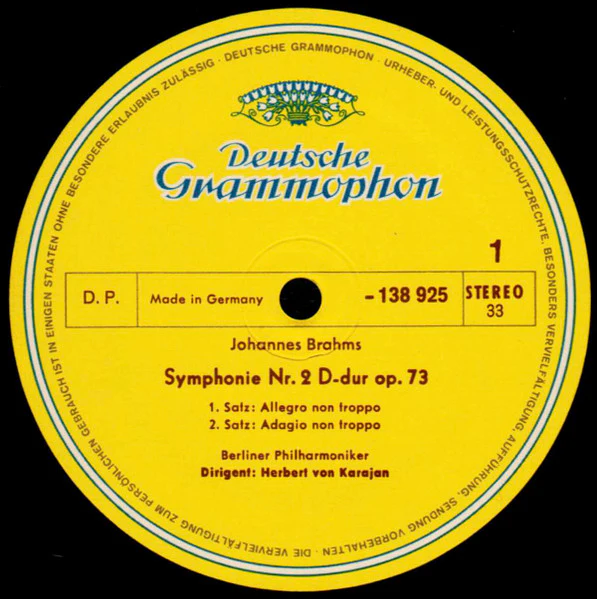 Johannes Brahms, Herbert von Karajan, Berliner Philharmoniker – Symphonie Nr. 2 (VG+/VG+) – LP, DE 1972 - Image 3
