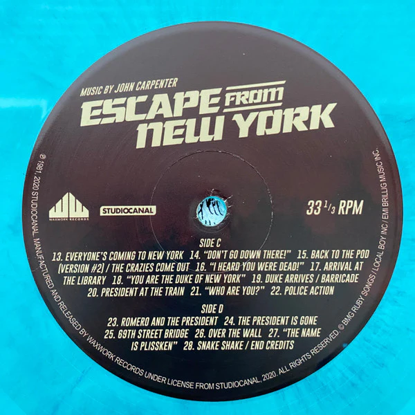 John Carpenter – Escape From New York (M/M) – 2xLP, US 2020 - Image 7