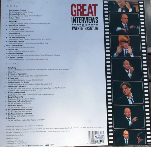 John Clarke, Bryan Dawe – Great Interviews Of The Twentieth Century (E/VG+) – LP, AU 1990 - Image 2
