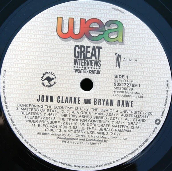 John Clarke, Bryan Dawe – Great Interviews Of The Twentieth Century (E/VG+) – LP, AU 1990 - Image 3