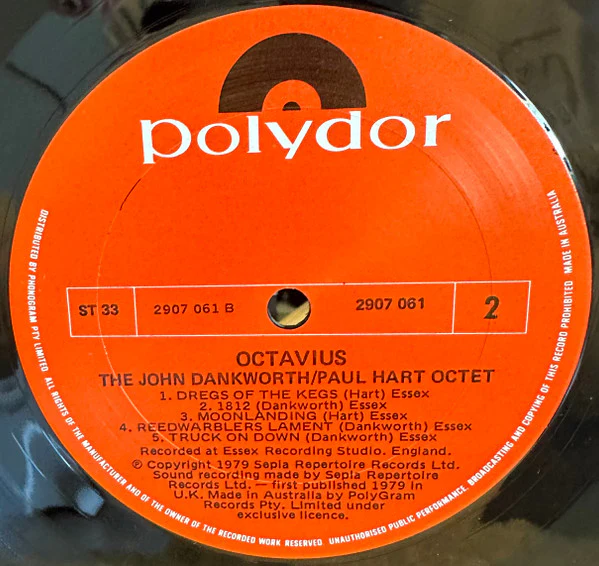 John Dankworth Paul Hart Octet – Octavius (VG+/VG) – LP, AU 1979 - Image 4