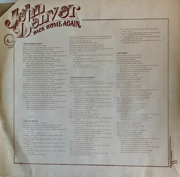 John Denver – Back Home Again (VG/VG+) – LP, AU 1974 - Image 7