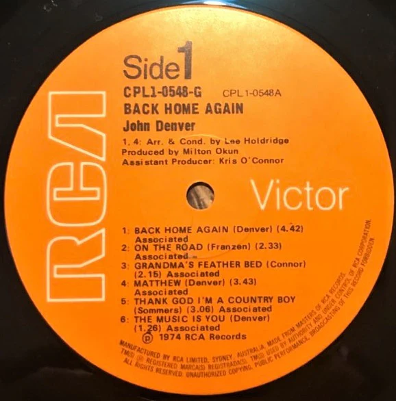 John Denver – Back Home Again (VG+/VG+) – LP, AU 1974 - Image 5